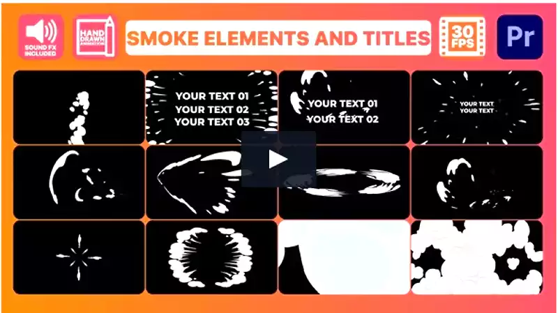 2D Smoke Elements And Titles for Premiere Pro